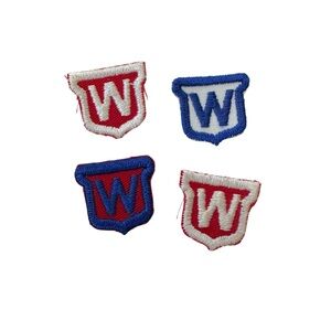 Vintage Sew On W Patches Set of 4 Award Badge Embroidered Patch Red White Blue